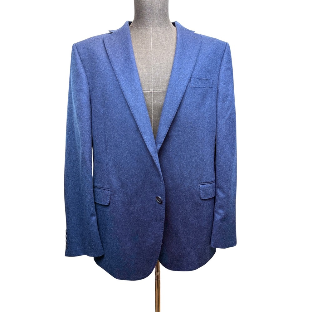 Saks Fifth Ave 100% Cashmere Slim Fit Blazer Mens 46R/46M Blue 2-Button Jacket